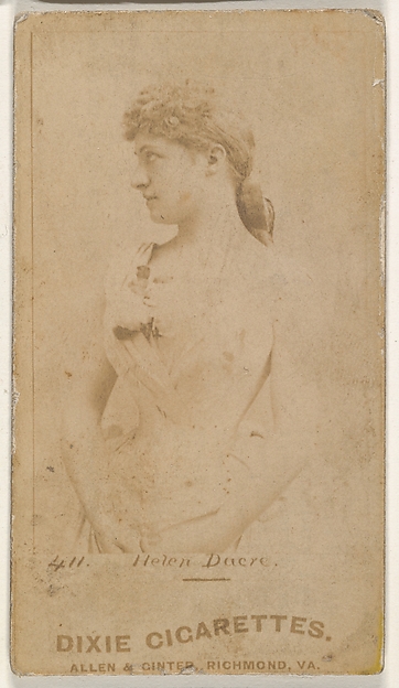 Card 411, Helen Dacre, from the Actors and Actresses series (N45, Type 1) for Virginia Brights Cigarettes