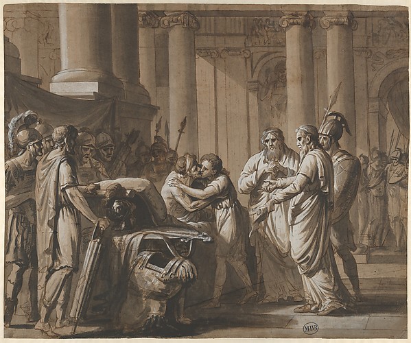 Scene from Roman History, depicting a Youth receiving Armor from a Dying Man (Scipio Africanus and His Son?)
