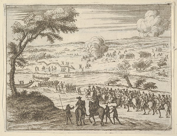 Francesco I d'Este Freely Crosses the Po and Takes Up his Sword Against Troops in the Vinyard of the Opposite Bank where the Spanish had Settled to Impede his Crossing, from L'Idea di un Principe ed Eroe Cristiano in Francesco I d'Este, di Modena e Reggio Duca VIII [...]