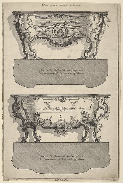 Jean François Cuvilliés the Elder, Designs for Two Commodes , from 'Livre de differents dessein de Comodes'