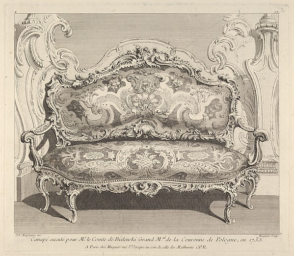 Canapé executé pour Mr. le Comte de Bielenski, from "Oeuvre de Juste Aurele Meissonnier"