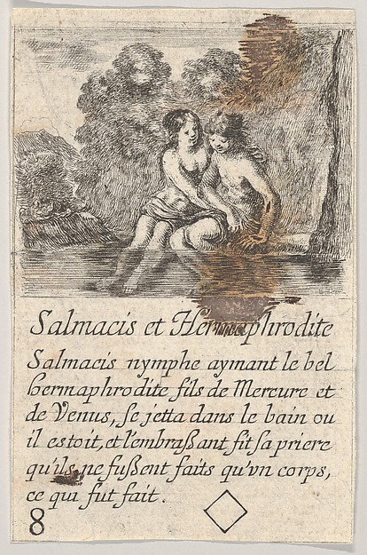 Salmacis and Hermaphrodite, from "Game of Mythology" (Jeu de la Mythologie) by Stefano della Bella, The Metropolitan Museum of Art