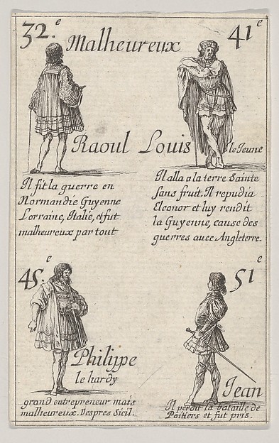 Raoul ... /  Louis le Jeune..., from 'Game of the Kings of France' (Jeu des Rois de France)