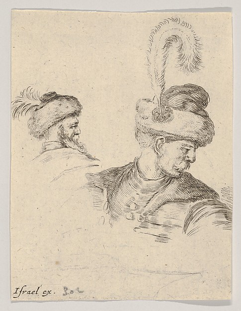 Plate 11: a Polish bust in profile, turned to the right, another Polish head seen from behind in the background, from 'The Book for Learning to Draw' (Livre pour apprendre à dessiner)