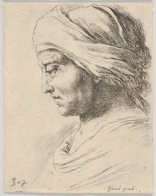 Plate 16: head of an old man in profile with a cloth tied around his head, from 'The Book for Learning to Draw' (Livre pour apprendre à dessiner)