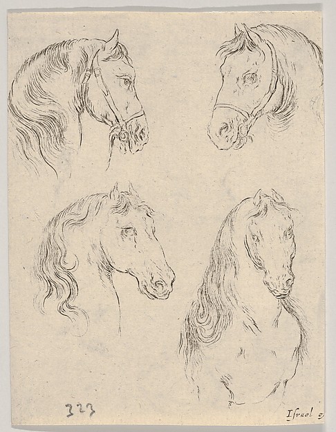 Plate 16: four studies of horse heads, from 'Various heads and figures' (Diverses têtes et figures)