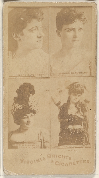 Clara Davenport/ Marion Blanchard/ Maud Waldemere, Corsair Co./ Laura Curtis, Corsair Co., from the Actors and Actresses series (N45, Type 4) for Virginia Brights Cigarettes