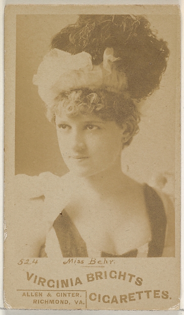 Card 524, Miss Behr, from the Actors and Actresses series (N45, Type 6) for Virginia Brights Cigarettes
