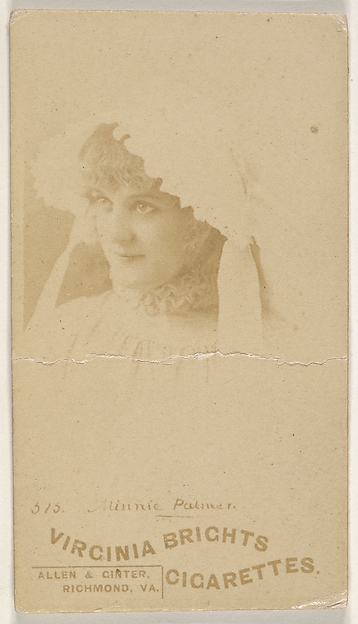 Card 515, Minnie Palmer, from the Actors and Actresses series (N45, Type 6) for Virginia Brights Cigarettes