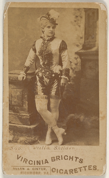 Card 546, Julia Sheldon, from the Actors and Actresses series (N45, Type 6) for Virginia Brights Cigarettes