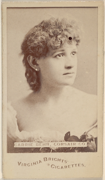 Carrie Behr, Corsair Co., from the Actors and Actresses series (N45, Type 6) for Virginia Brights Cigarettes