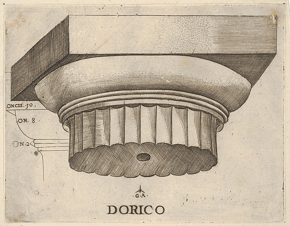 Doric capital with measurements