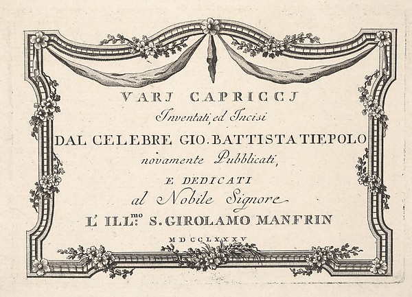 Title page, from Varj Carpiccj