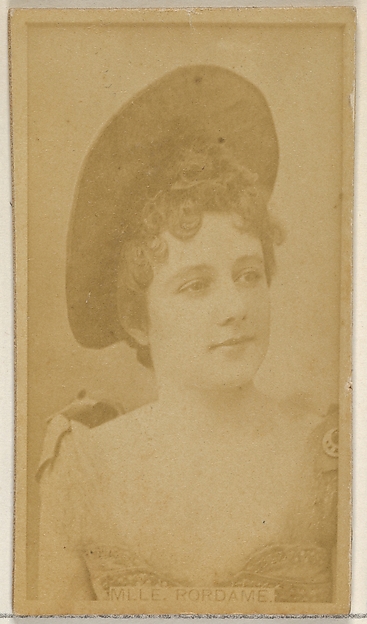 Mlle. Rordame, from the Actors and Actresses series (N45, Type 8) for Virginia Brights Cigarettes