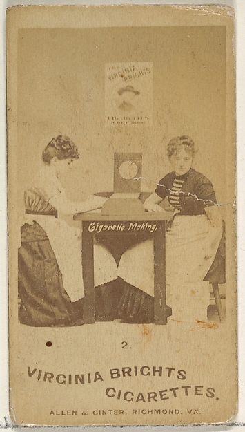 Card 2, from the series, Cigarette Making Girls (N46) for Virginia Brights Cigarettes