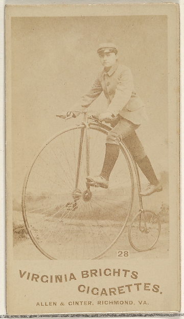 Card 28, from the Girl Cyclists series (N49) for Virginia Brights Cigarettes by Allen & Ginter, The Metropolitan Museum of Art