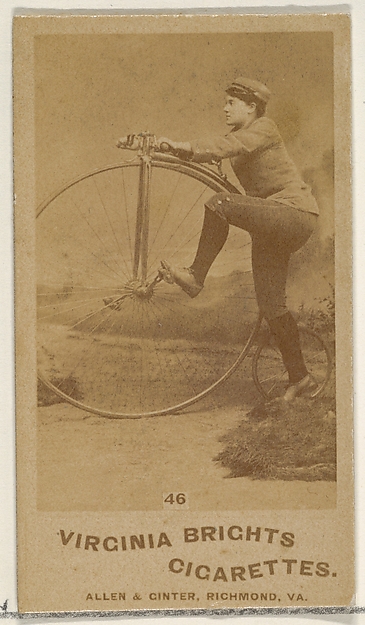 Card 46, from the Girl Cyclists series (N49) for Virginia Brights Cigarettes