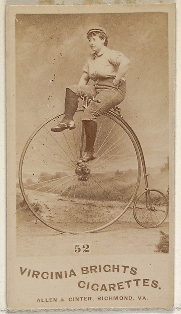 Card 52, from the Girl Cyclists series (N49) for Virginia Brights Cigarettes