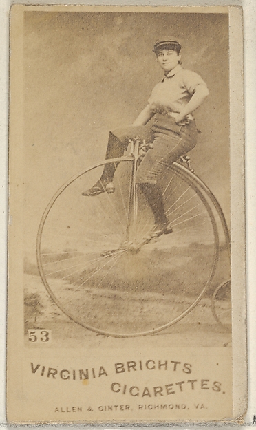 Card 53, from the Girl Cyclists series (N49) for Virginia Brights Cigarettes