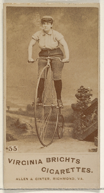 Card 55, from the Girl Cyclists series (N49) for Virginia Brights Cigarettes