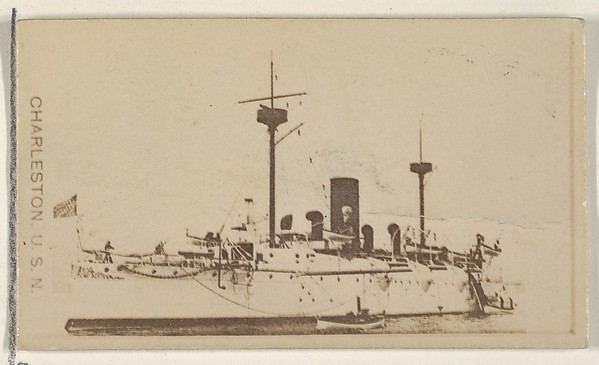 Charleston, U.S.N., from the Famous Ships series (N50) for Virginia Brights Cigarettes