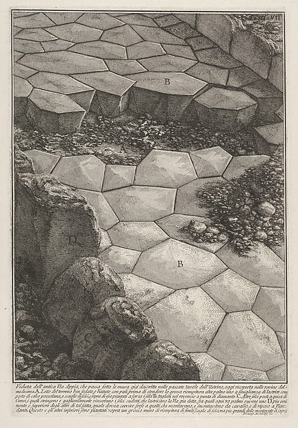View of the stone pavement of the Appian Way (Veduta dell'antica Via Appia), from "Le Antichità Romane" by Giovanni Battista Piranesi, The Metropolitan Museum of Art