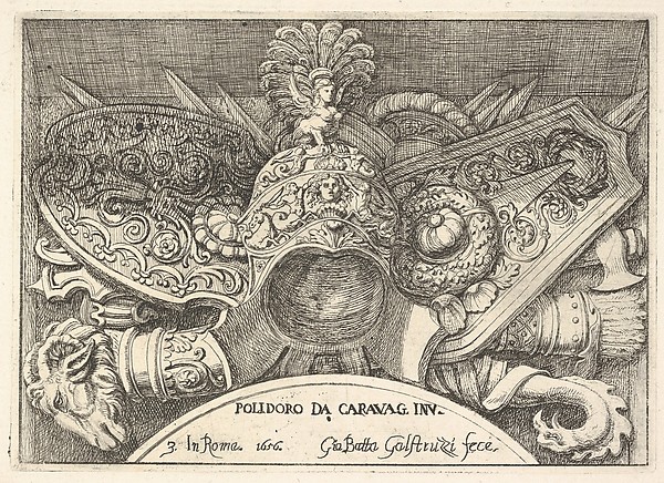 Plate 3: trophies of Roman arms from decorations above the windows on the second floor of the Palazzo Milesi in Rome