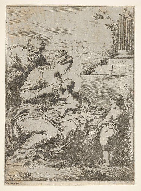 The Holy Family with the infant St John the Baptist at right by Bartolomeo Biscaino