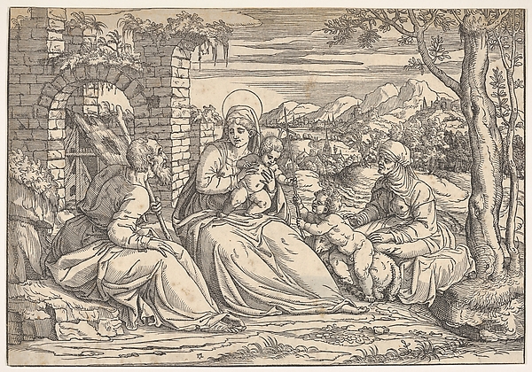 The Holy Family with saints Elizabeth and John by Nicolò Boldrini