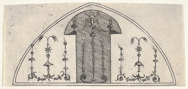 Lancet-shaped panel of grotesque decoration