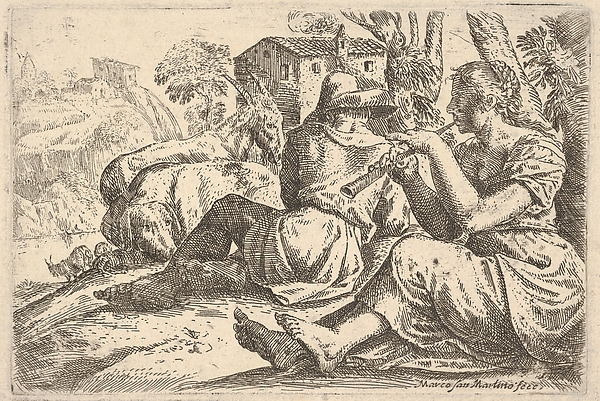 Shepherd and Shepherdess, Playing Flute