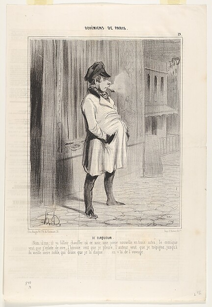 The Hired Clapper, plate 19 from "Artists and Bonvivants of Paris," published in Le Charivari