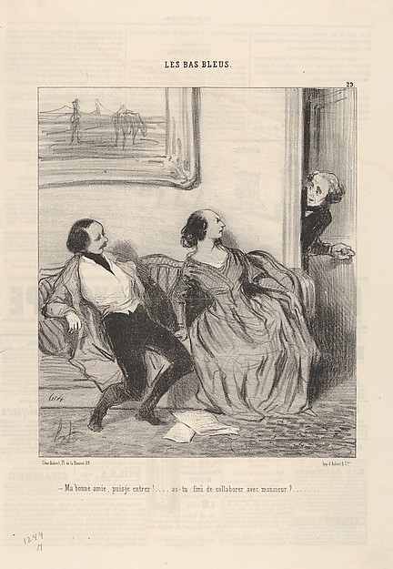 May I come in my dear, or are you still collaborating with Monsieur?, plate 29 from "The Bluestockings," published in Le Charivari