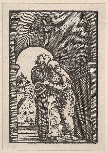 Meeting of Joachim and Anna at the Golden Gate, from "The Fall and Salvation of Mankind Through the Life and Passion of Christ" by Albrecht Altdorfer