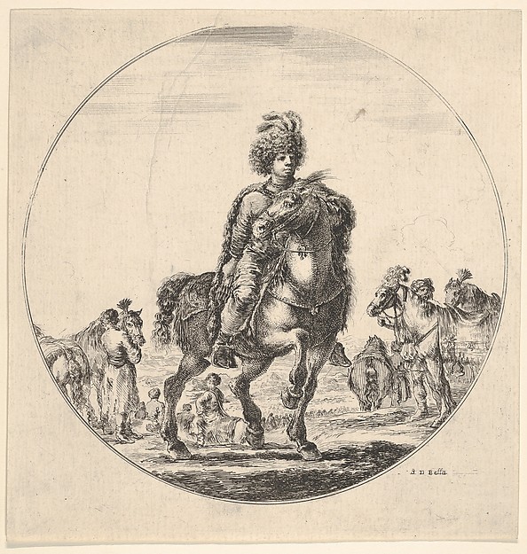 Polish horseman facing right, a circular composition, from 'Figures on Horseback' (Cavaliers nègres, polonais et hongrois)
