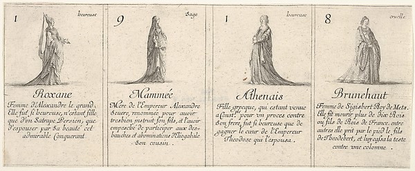 Roxane, Mammée, Athenais, and Brunehaut, from 'The game of queens' (Le jeu des Reines renommées)