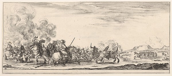 A battle on horseback, from 'Peace and War' (Divers desseins tant pour la paix que pour la guerre)