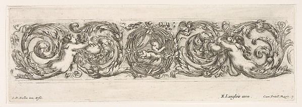 Design for a Frieze with Acanthus Scrolls with the Theme of Love, Plate 7 from: 'Decorative friezes and foliage' (Ornamenti di fregi e fogliami)