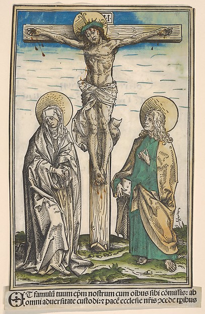 Christ on the Cross with the Virgin and Saint John, from the Passau Missal (Missale Pataviense) by Hans Burgkmair