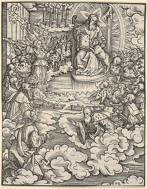 The Lord on the Throne Surrounded by Four Evangelists, plate 2 from "The Apocalypse" by Hans Burgkmair