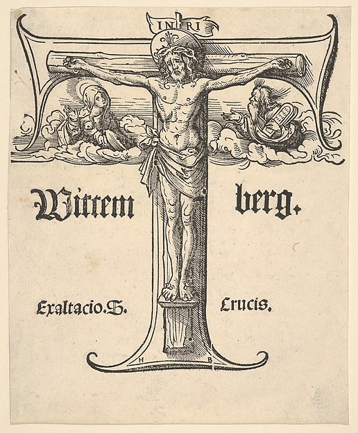 Christ on the Cross Between the Virgin and Moses by Hans Burgkmair