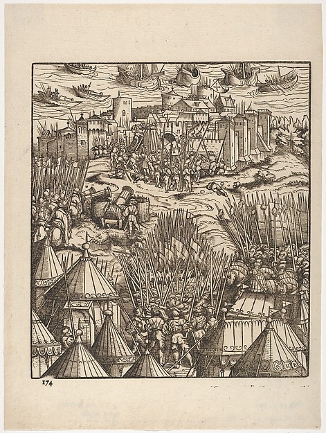 Storming of Moran, at the Shore, from Der Weisskunig