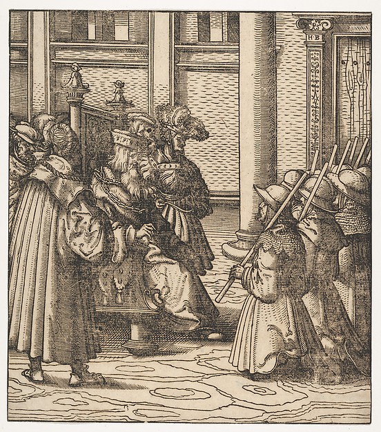The Brown and White Party Asking Mercy from the Old White King, from Der Weisskunig