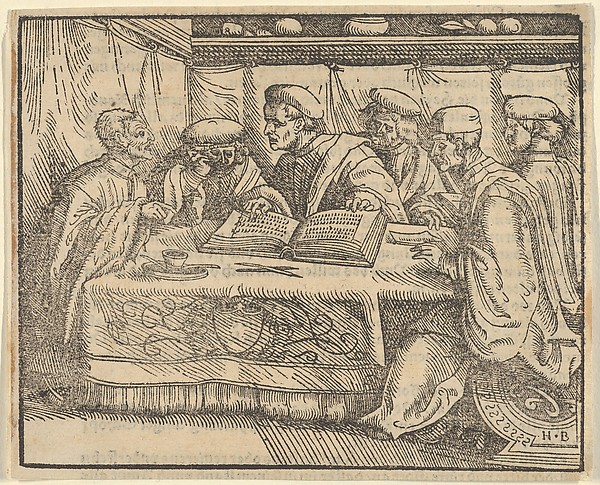 Six Scholars Sitting Around a Table