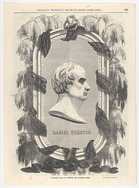 Mourning Portrait of Daniel Webster, from "Gleason's Pictorial Drawing-Room Companion" by Anonymous, American, 19th century, The Metropolitan Museum of Art