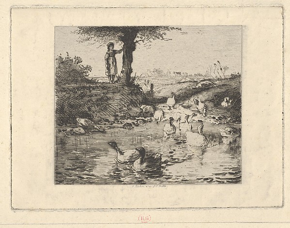 The Guardian of the Geese, after Millet