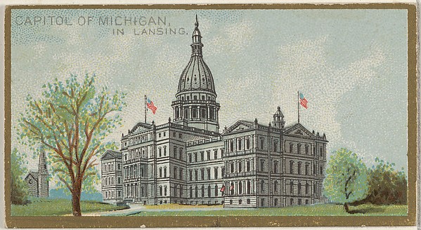 Capitol of Michigan in Lansing, from the General Government and State Capitol Buildings series (N14) for Allen & Ginter Cigarettes Brands