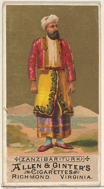 Zanzibar (Turk), from the Natives in Costume series (N16) for Allen & Ginter Cigarettes Brands