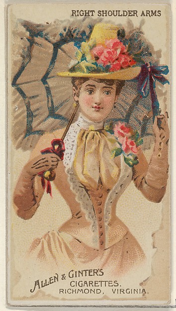 Right Shoulder Arms, from the Parasol Drills series (N18) for Allen & Ginter Cigarettes Brands