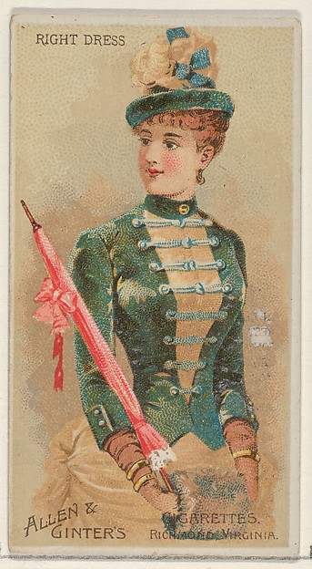 Right Dress, from the Parasol Drills series (N18) for Allen & Ginter Cigarettes Brands